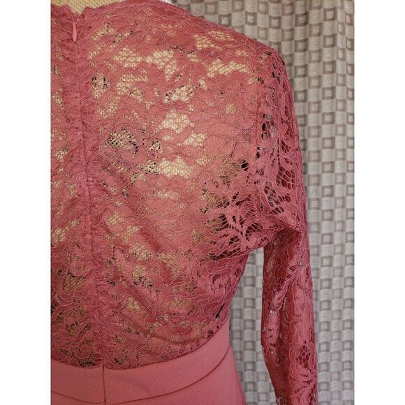 Women's Dress Long Sleeve Lace Stretch Bodycon Mini Dress Marsala Large NWT - Picture 8 of 10